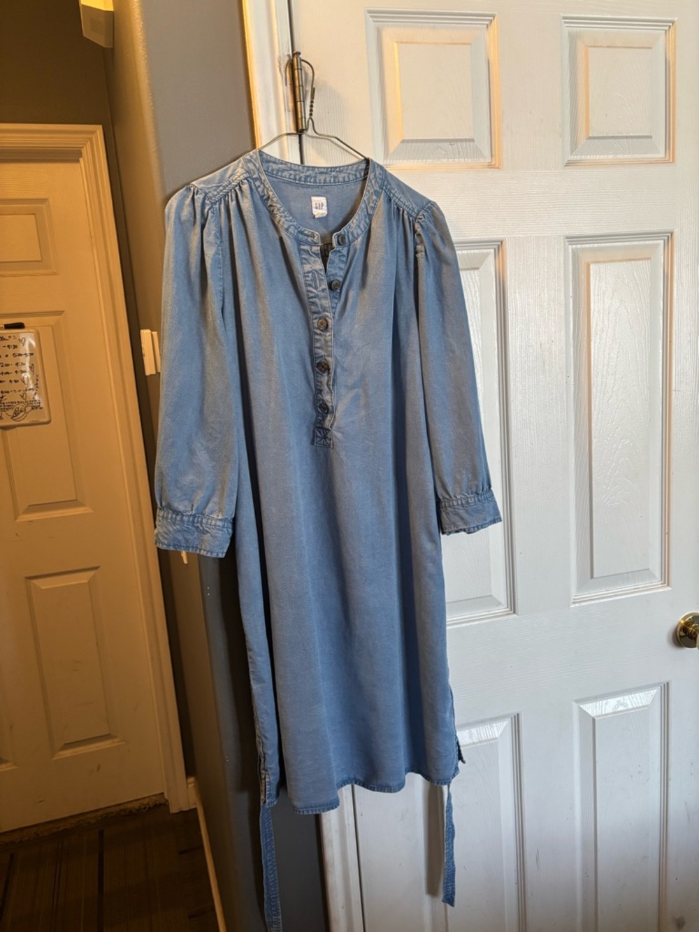 GAP Chambray Button-Front Dress in Light Blue